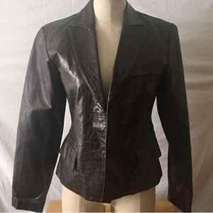 Vintage Brown Genuine Leather Blazer Jacket